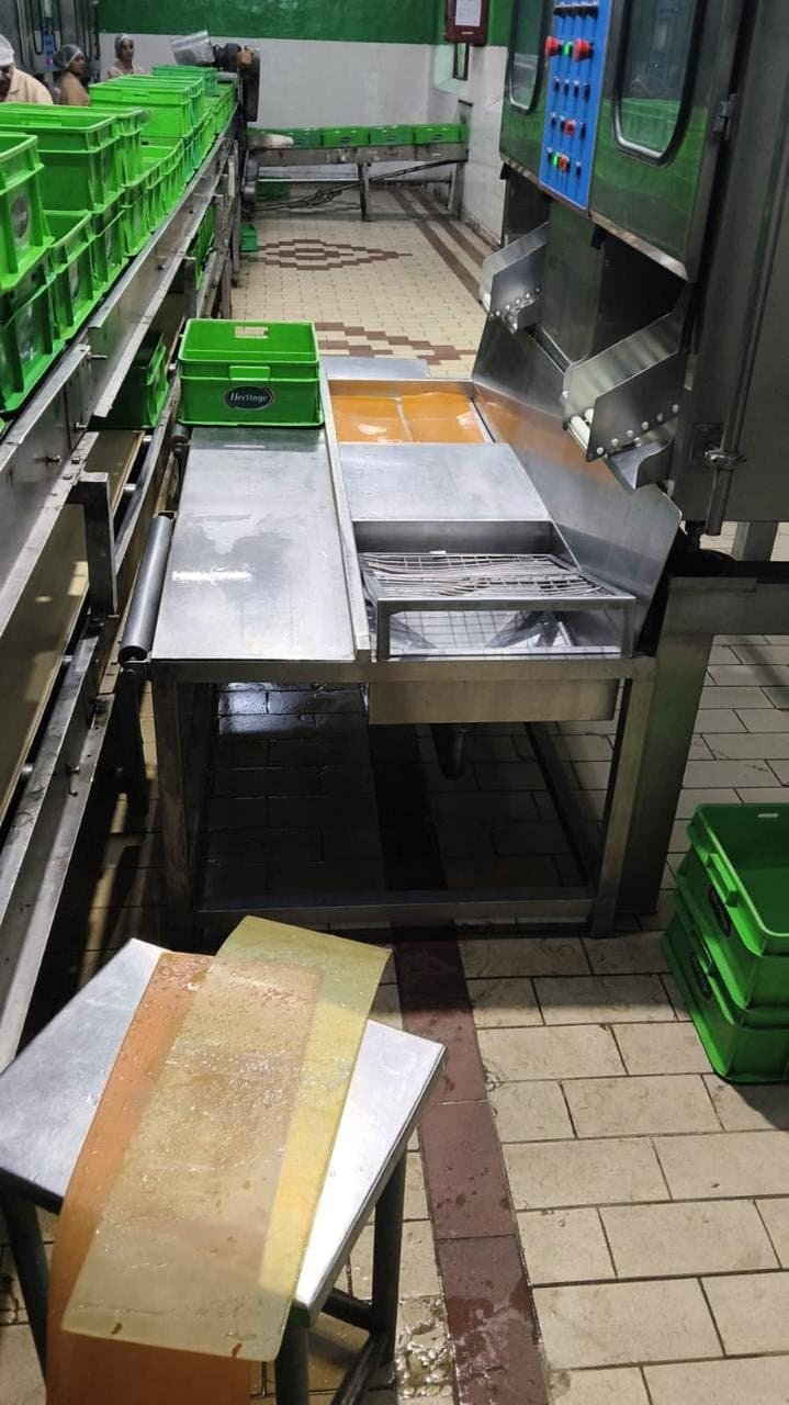 Stainless steel fabrication at a milk packing machine with Heritage crates